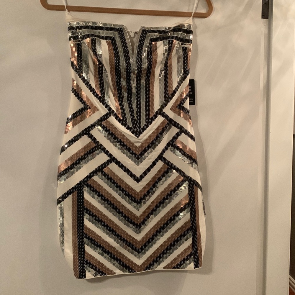 Express Sequined Strapless Mini Dress Size Small NWT